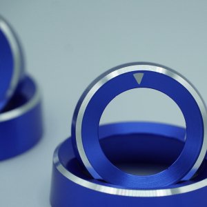 Ford Bronco Central Control Button Cover Set - Billet 4 Piece Console Set - Anodized Blue Ford Bronco Central Control Button Cover Set - Billet 4 Piece Console Set - Anodized Blue